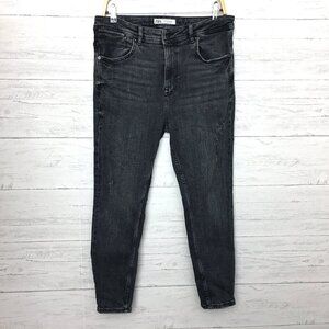 Zara Men's Faded Black Skinny Jeans Stretch Distressed size 32 x 26"
